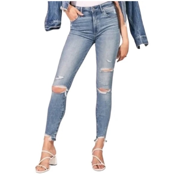 Abercrombie & Fitch Denim - Abercrombie & Fitch high rise super skinny ankle distressed denim jeans